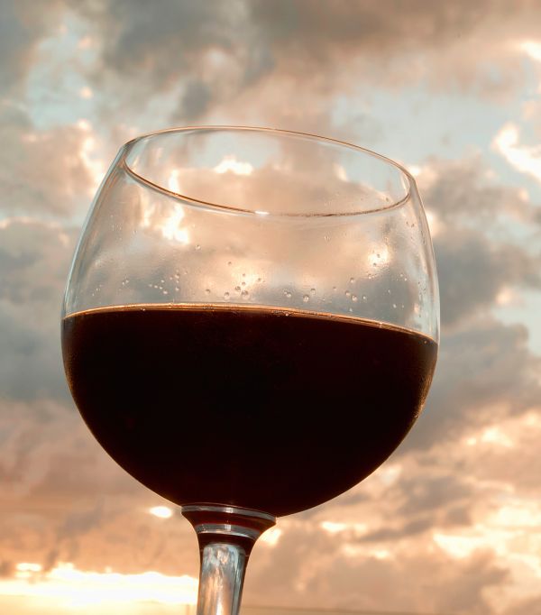 Red wine at sunset